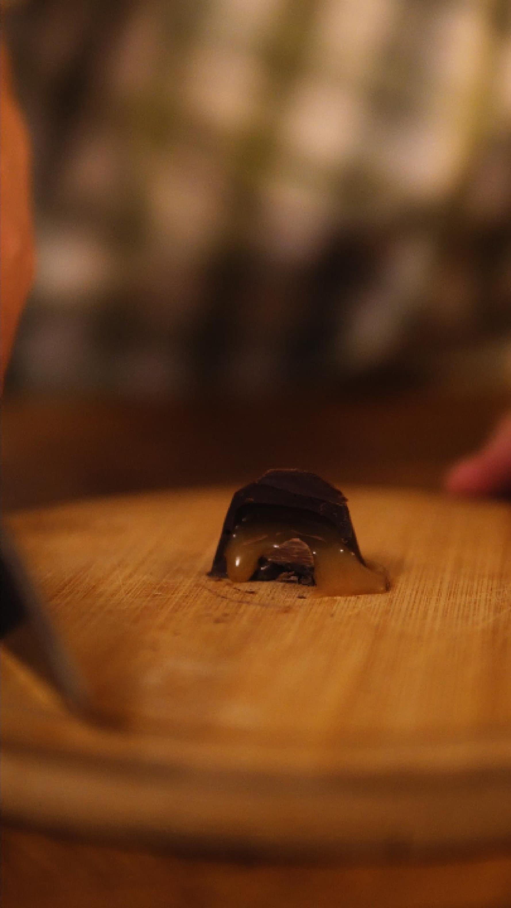 Dark Chocolate Miso Caramel Bonbons — still from my video